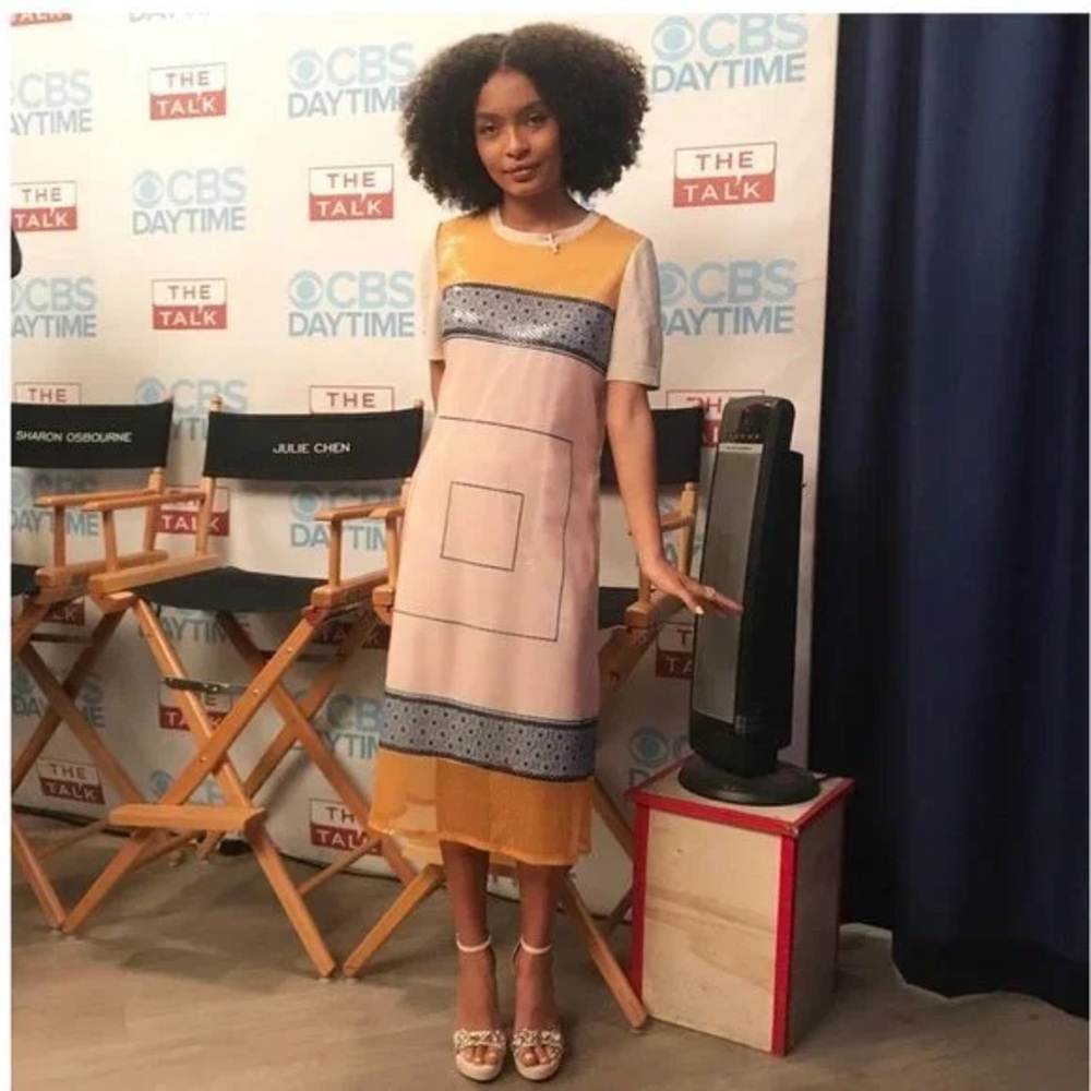Tory Burch Pink and Yellow Patterned Midi Dress - Picture 4 of 6